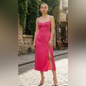 Reformation Hot Pink Midi Dress Size 8